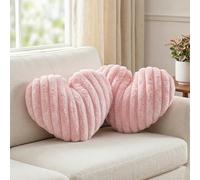 HKYUECHI 2 Pack Heart Pillow pink Cushions, 41 * 34cm Cute Decorative Throw Pillows for Sofa Bed Chair Bedroom Living Room Home Decor Valentine’s Day Gift (pink)