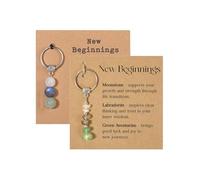 HKYUECHI 2 Pack Natural Crystal Keyring New Beginnings Healing Stones Keyring for Women Teacher Colleagues Friend Congratulations Retirement Leaving Graduation Motivational Gifts (New Beginnings)