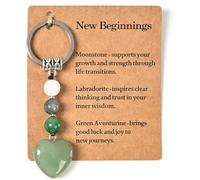 HKYUECHI Natural Crystal Keyring New Beginnings Healing Stones Keyring for Women Teacher Colleagues Friend Congratulations Retirement Leaving Graduation Motivational Gifts (New Beginnings-B)