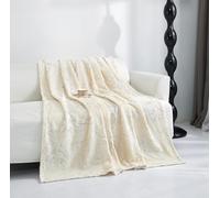 HKZ Marble Effect Ultra Soft Fleece Throw Blanket, Double and King Size. (Cream, Double (150 x 200 Cm))