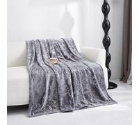 HKZ Marble Effect Ultra Soft Fleece Throw Blanket, Double and King Size. (Silver, King (200 x 240 Cm))