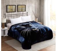 HKZ Ultra Soft Fleece Throw Animal Print Blanket Double 150 x 200 Cm and King Size 200 x 240 Cm (Double 150 x 200 Cm, Panther)