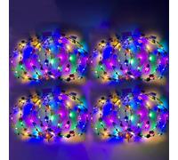 HKZTUY 20pcs LED Flower Crown Headband, Halloween Light Up Flower Headbands for Women, Garlands Glow in The Dark Floral Wreath Crowns