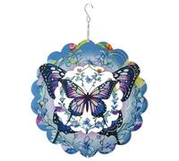 HKZTUY Butterfly Wind Spinner 12 Inch, 3D Metal Hanging Garden Decor