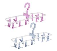 HKzzy 2 Pack Portable Folding Drip Hanger Travel Clip Socks Clothes Underwear Laundry Hanger Drying Rack with 12 Clips