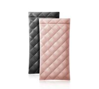 HKzzy Leather Eyeglass Cases 2 Pack Portable Sunglasses Cases Squeeze Top PU Glasses Pouch Travel Soft Trinket Organizer Bags (Black Pink)