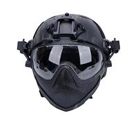 HL-26 Tactical Helmet with Detachable Face Mask, Anti-Fog Impact Resistant Goggles, PC lens & TPU for Airsoft Paintball
