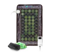 HL HEALTHYLINE - Far Infrared Heating Pad - 32inL x 20inW - Hot Stone Therapy - Negative Ions - 50 2in Pieces Natural Gemstones