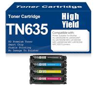 HL-L8430CDW HL-L8430CDWT HL-L8570CDW Toner Cartridges Compatible TN635 Toner High Yield Work for Brother MFC-L8730CDW MFC-L8930CDW MFC-L8970CDW MFC-EX575 with chip,4Pack-TN635