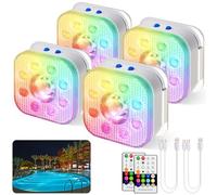 HL Pool Lights, Hot Tub Light, Submersible LED Light,IP68 Waterproof Underwater LED Lighting, 16 Color Changing Lights with Remote, Magnets for Bath, Bathtub, Pond, Party (RGB - 4 Pack)