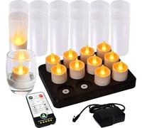 HL Rechargeable Tea Lights Candles Waterproof Tea Lights with Remote Control&Timer Flameless Candles Flickering Working 100H for Wedding Halloween Home Dinner Party Decoration Yellow 12Pack