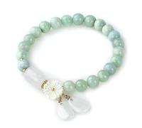 HL1971 Natural Jade Beaded Elastic Bracelet Gradient Green Jade Bead Ladies Bracelet, Suitable for Christmas, Thanksgiving,Gifts (1)