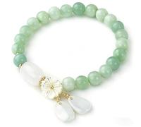 HL1971 Natural Jade Beaded Elastic Bracelet Gradient Green Jade Bead Ladies Bracelet, Suitable for Christmas, Thanksgiving,Gifts (1)