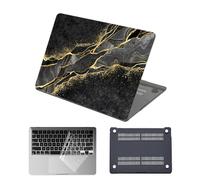 HLAAJJX Anti-crack Case for MacBook Air 13 inch M1 2020 2019 2018 Version A2337 A2179 A1932,Ultra-thin Hard Shell Case and Clear Keyboard Cover for Macbook Air 13.3",Black Marble