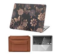 HLAAJJX Compatible with Apple MacBook Pro 15-15.3 inch Retina 2015 2014 2013 2012 A1398,Slim Plastic Protective Hard Shell Case & Keyboards Cover & Laptop Sleeve Bag,Gold Flower