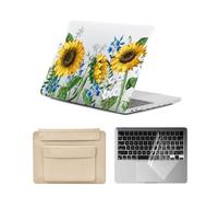 HLAAJJX Compatible with Newest MacBook Air M4 M3 M2 13 inch Case 2025 2024 2023 2022 A2681 A3113 A3240,Hard Case & Keyboard Cover & Sleeve for Apple Laptop Air 13.6",Sunflower