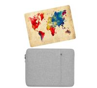 HLAAJJX Compatible with Old Version MacBook Pro 13-13.3 inch Case with CD-ROM 2012 2011 2010 2009 2008 A1278,Plastic Hard Shell Case Cover and Laptop Sleeve Bag,World Map