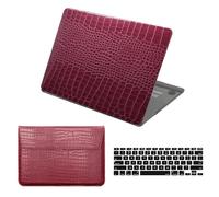 HLAAJJX Crocodile Leather for MacBook Pro 15 inch Case 2019 2018 2017 2016 Version A1707 A1990 with Touch Bar/Touch ID,Laptop Case & Briefcase Computer Bag & Keyboard Cover,Red Rose Crocodile