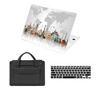 HLAAJJX Durable Computer Case for MacBook Pro 16 inch 2019 2020 Version A2141 with Touch Bar & Touch ID,Slim Laptop Hard Shell & Laptop Carrying Bag & Keyboard Cover,Famous World Map