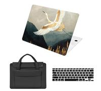 HLAAJJX Durable Computer Case for MacBook Pro 16 inch 2019 2020 Version A2141 with Touch Bar & Touch ID,Slim Laptop Hard Shell & Laptop Carrying Bag & Keyboard Cover,White Gold Bird