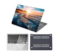 HLAAJJX for MacBook 12 inch Case:2018 2017 2016 2015 Release Model A1534 with Retina Display,Matte Pattern,Anti-Fingerprint Hard Shell Case & Clear Keyboard Cover,Sunset on the Beach