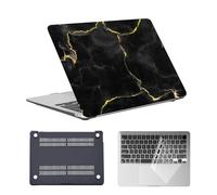 HLAAJJX for MacBook Air 13 inch Case 2017 2016 2015 2014 2013 2012 2011 2010 A1466 A1369,Anti-crack Hard Shell Laptop Case & Clear Keyboard Cover for Macbook Air 13",Black Gold Marble