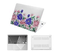 HLAAJJX for Macbook Air 15 inch/15.3 inch Case:M5 M4 M3 M2 2026 2025 2024 2023 A3448 A3241 A3114 A2941 with Retina Display,Matte Hard Shell Cover & Clear Keyboard Cover,Pink Daisy & Purple Peony