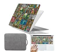 HLAAJJX for MacBook Pro 13 inch Case M2 M1 2017-2022 A2338 A2289 A2251 A2159 A1989 A1706 A1708 with/without Touch Bar,Hard Shell Cover & Sleeve Bag & Keyboard Skin,Bookshelf