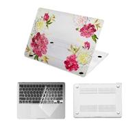 HLAAJJX for MacBook Pro 13 inch Case:M2 M1 2022-2017 Model A2338 A2289 A2251 A2159 A1989 A1706 A1708,Anti-Fingerprint Plastic Hard Shell Cover & Clear Keyboard Cover,Pretty Peony