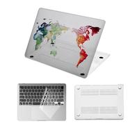 HLAAJJX for MacBook Pro 15 inch/15.3 inch Case:2015 2014 2013 2012 Release Model A1398 with Retina Display,Snap-on Protective Hard Shell Cover & Clear Keyboard Cover,Clear World Map
