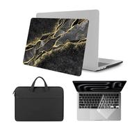 HLAAJJX Hard Case for MacBook Air 13 inch 2020 2019 2018 A2337 M1 A2179 A1932 with 13.3" Retina Display & Touch ID,Laptop Shell & Handle Carrying Case & Keyboard Cover,Marble Black