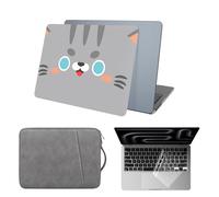 HLAAJJX Hard Case for MacBook Air 13 inch 2020 2019 2018 A2337 M1 A2179 A1932 with 13.3" Retina Display & Touch ID,Laptop Shell & Handle Carrying Case & Keyboard Cover,Grey Cat
