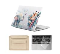 HLAAJJX Hard Case for Macbook Pro 14 inch M4 M3 M2 M1 Max 2025-2021 A2442 A2779 A2918 A2992 A3112 A3185 A3401,Anti-crack Protective Laptop Case & Keyboards Cover & Bag,Giraffe & Elephant
