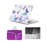 HLAAJJX Hard Case for MacBook Pro 16 inch 2020 2019 A2141 with Touch Bar/Touch ID,Ultra-thin Plastic Protective Laptop Case Cover & Keyboards Cover & Laptop Sleeve Bag,Purple Butterfly