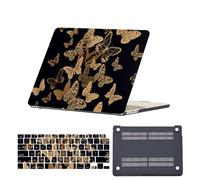 HLAAJJX Hard Cover for MacBook Pro 16 inch Case 2020 2019 Release Model A2141 with Touch Bar&Touch ID,Slim Plastic Laptop Hard Shell Case & Keyboard Cover,1553 Gold Butterfly