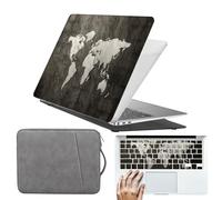 HLAAJJX Hard Shell for MacBook 12 inch Case 2018 2017 2016 2015 Release Model A1534 with Retina Display,Anti-crack Protective Laptop Case & Sleeve Bag & Keyboard Skin,Black World Map