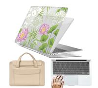 HLAAJJX Hard Shell for MacBook Pro 15 inch Case 2019 2018 2017 2016 Model A1707 A1990 with Touch Bar & Touch ID,Protective Laptop Case & Sleeve Bag & Keyboard Cover,Pretty Lotus