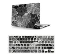 HLAAJJX Laptop Case Compatible with Macbook Pro 14 inch 2024-2021 Release A2442 A2779 A2918 A2992 M1 M2 M3, Black Plastic Laptop Hard Shell Case + Keyboard Cover,Flower