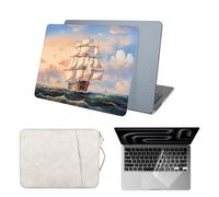 HLAAJJX Laptop Case for MacBook Pro 13 inch M2 M1 2022-2016 A2338 A2289 A2251 A2159 A1989 A1708 A1706 with/without Touch Bar,Hard Shell & Laptop Bag & Keyboard Cover,Sail at Sea