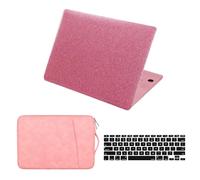 HLAAJJX Leather Coated Case for MacBook Pro 13 inch 2012-2015 A1502 A1425 with Retina Display,Arts Plastic Hard Shell & 13-13.3 inch Laptop Sleeve & Keyboard Cover,Glitter Pink