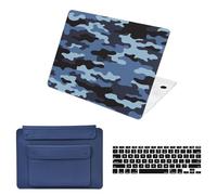 HLAAJJX Protective Laptop Case for MacBook Pro 13 inch M2 M1 2017-2022 A2338 A2289 A2251 A2159 A1989 A1706 A1708,Hard Shell & Computer Sleeve Bag & Keyboard Cover,Blue Camouflage