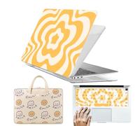 HLAAJJX Shell for MacBook Air 13 inch Case M1 2020 2019 2018 A2337 A2179 A1932 with Retina Display,Hard Shell Cover & Sleeve Bag & Keyboard Skin for Macbook Air 13.3,Beige Yellow Flower