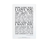 hlacr Ellie Poster & Gouldin How Long Will I Love You Lyrics Art Retro Poster Canvas Poster Wall Art Decor Print Picture Paintings for Living Room Bedroom Decoration 20x30inch(50x75cm)