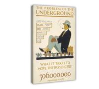 hlacr The PROBLEM Of The UNDERGROUND Vintage London Transport Poster Canvas Poster Wall Art Decor Print Picture Paintings for Living Room Bedroom Decoration 08x12inch(20x30cm)