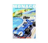 hlacr Vintage Advert Motor Sport Monaco Grand Prix 1973 Canvas Poster Wall Art Decor Print Picture Paintings for Living Room Bedroom Decoration 12x18inch(30x45cm)