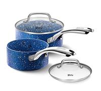 HLAFRG Kitchen Nonstick Saucepan Set - 1 Quart and 2 Quart Sauce Pan Set with Lid - Multipurpose Pots Set Use for Home Kitchen or Restaurant (Blue Granite)