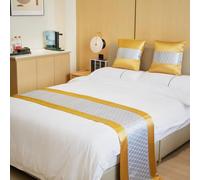 HLASMSPE Bed Runner for King Size Throw Blanket Bedding Scarf for Bedroom Fashion Solid Color Bed End Towel for Hotel, Silver Gold, 50x210cm bed runner for 1.5m bed
