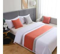 HLASMSPE Cotton Linen Bed Runner Throw, Bedspread Decor Bed Scarf Modern Bedding Cover Protection for Hotel Wedding, Orange Grey, 50x210cm bed runner for 1.5m bed