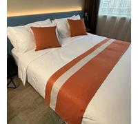 HLASMSPE Cotton Linen Bed Runner Throw, Bedspread Decor Bed Scarf Modern Bedding Cover Protection for Hotel Wedding, Orange, 50x180cm bed runner for 1.2m bed