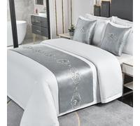 HLASMSPE Hotel Bed Runners Solid Color Bed Scarves Modern Bedding Cover Decor Bedspread Blankets Throw Protective, Silver, 50x180cm bed runner for 1.2m bed